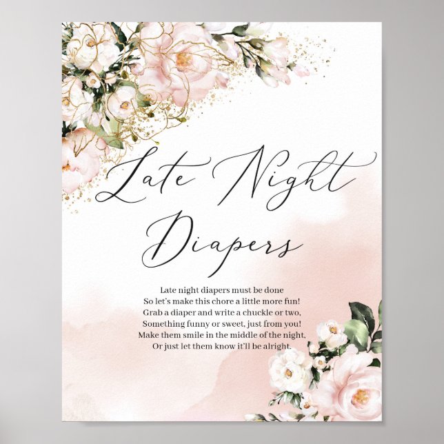 Boho blush pink gold Spätabendwindeln Spielzeichen Poster (Vorne)