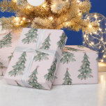 Boho Blush Pink Green Christmas Tree Geschenkpapier<br><div class="desc">Boho Blush Pink Grüne Weihnachtsbaumen Ornamente und Rentier</div>