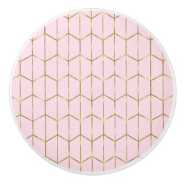 Boho Blush Pink Hexagon Gold & Geometric Glam Keramikknauf
