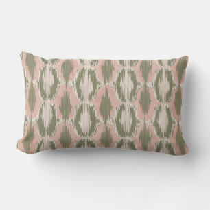 Boho Blush Pink Olive Ikat Lendenkissen