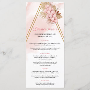 Boho Blush Pink Orchid Driving Palm Blätter Gold A Menükarte