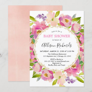 Boho blush pink pastellfarbene Babydusche Einladung