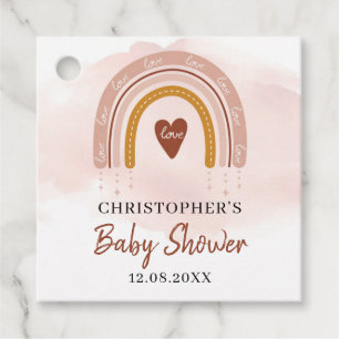 Boho Blush Pink Rainbow Baby Dusche Federn Tags Geschenkanhänger