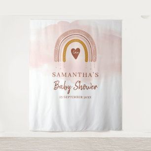 Boho Blush Pink Rainbow Baby Dusche Party Hintergr Wandteppich