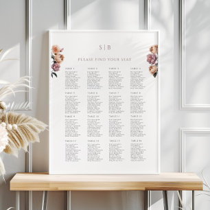 Boho Blush Pink Rose Hochzeitsdiagramm Poster