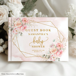 Boho blush Pink Salbei Blütengold Glitzer Gast boa Gästebuch