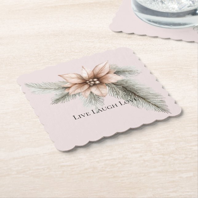 Boho Blush Pink Weihnachtsfloral Untersetzer (angewinkelt)