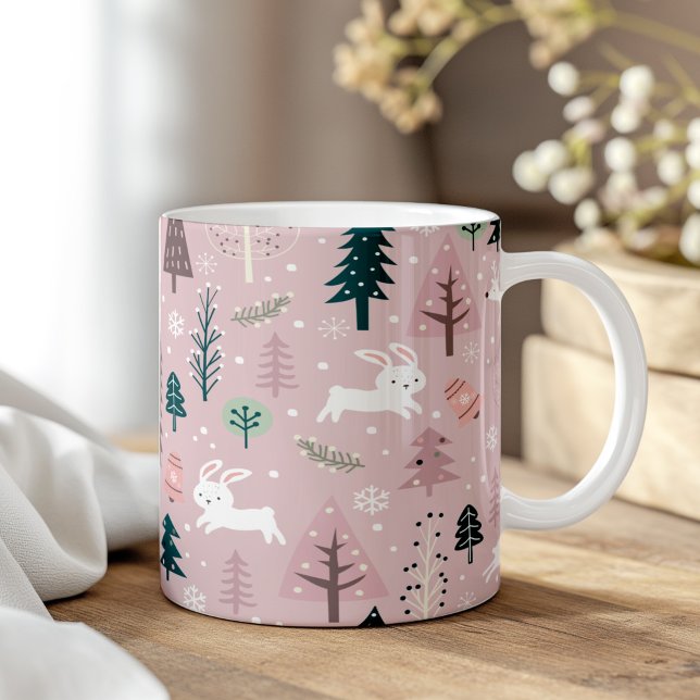Boho Blush Pink Winter Woodland Weihnachten Kaffeetasse (Boho Blush Pink Winter Woodland Christmas Coffee Mug)