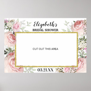 Boho-Blush-Rosa-Blumen-Fotobooth-Rahmen-Requisite Poster