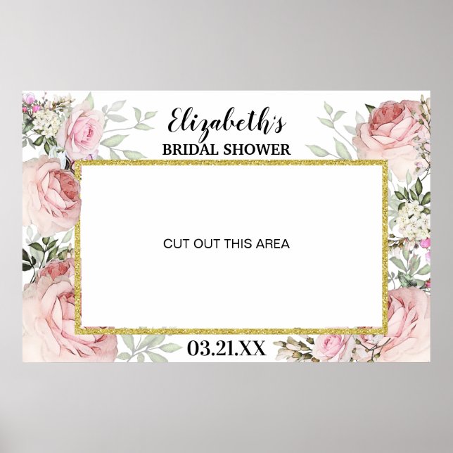 Boho-Blush-Rosa-Blumen-Fotobooth-Rahmen-Requisite  Poster (Vorne)