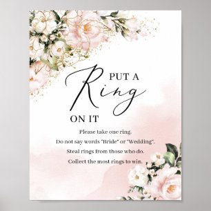 Boho blush rosa Blumengold stecken auf seinem Schi Poster