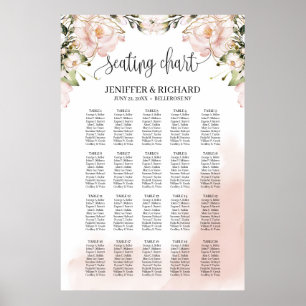 Boho blush rosa Blütengold Hochzeitstabelle Poster