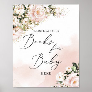 Boho blush rosa Goldbücher mit Blütenpracht Poster