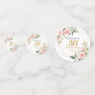 Boho blush rosa Rosen Gold Glitzer 30. Geburtstag Konfetti