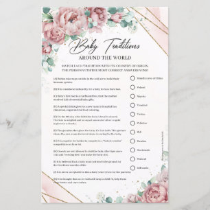 Boho blush rosa Rosen Goldrahmen Baby Traditionen