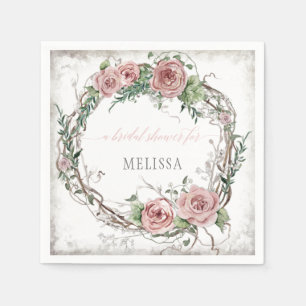 BOHO Blush Rose Blumenkranz Brautparty Serviette