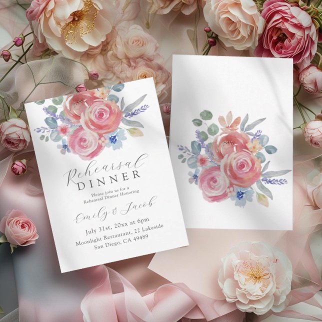 Boho Blush Rose Rehearsal Dinner  Einladung (Von Creator hochgeladen)