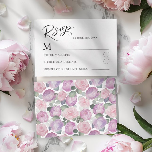 Boho Blush Rose RSVP Wedding Card Karte (Von Creator hochgeladen)