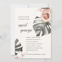 BOHO BLUSH RUST FLORA MONSTRERA BABY SHOWITE DANKESKARTE