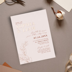 Boho Blush Terracotta mit UAWG QR Code Wedding Folieneinladung