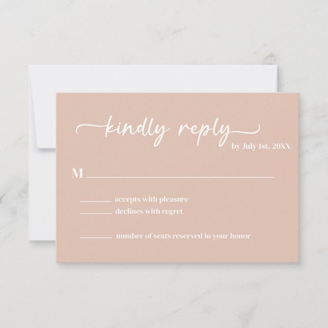 Boho Blush Trendy Script-UAWG RSVP Karte (Vorderseite)