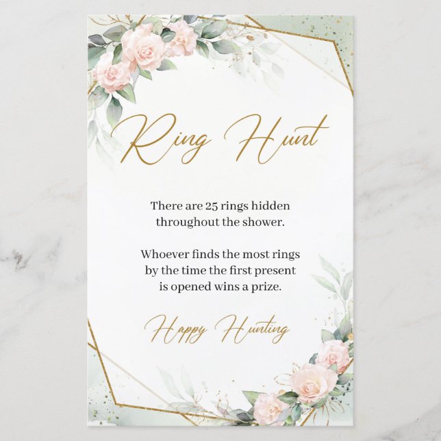 Boho Blush und goldenes Grün Ring Hunt Spiel (Vorderseite)