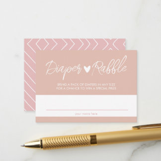Boho Blush und Pinke Windel-Raffle-Einschlusskarte Begleitkarte