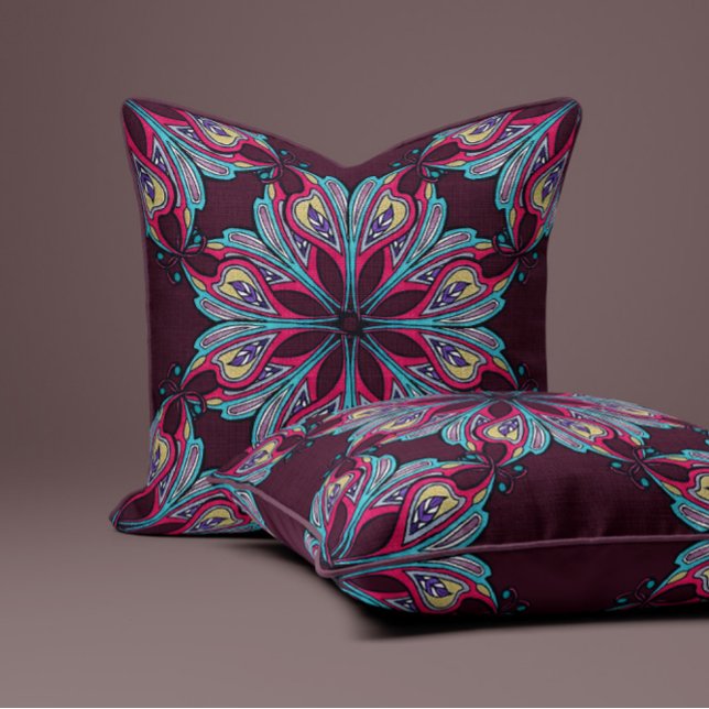 Boho-Blüte in Burgund Kissen (Von Creator hochgeladen)