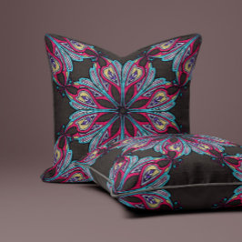 Boho-Blüte in Mocha-Braun Kissen