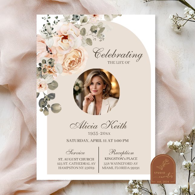 Boho-Bogen-Blumen-Todesanzeige Einladung (Von Creator hochgeladen)