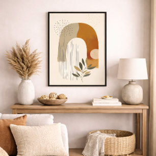 Boho-Bogen Botanisch Geometrisch Neutral Terrakott Leinwanddruck
