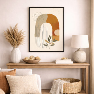 Boho-Bogen Botanisch Geometrisch Neutral Terrakott Leinwanddruck