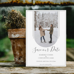 Boho Bogen Foto Save the Date Weiß