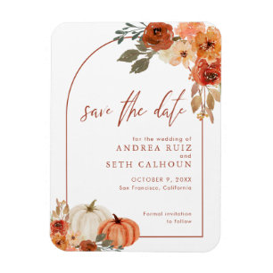 Boho-Bogen Herbst-Kürbis Terrakotta Save-the-Date Magnet
