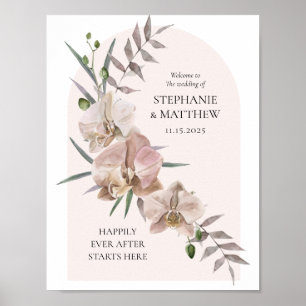 Boho-Bogen-Staub-Orchideen-Flowing-Hochzeitsposter Poster