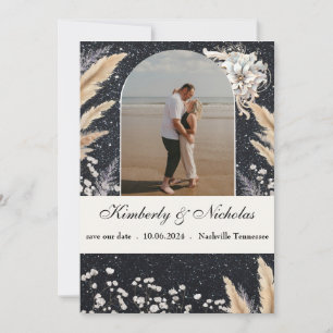 Boho Bogen Sternenhimmel Pampas Floral Erdig Rusti Save The Date