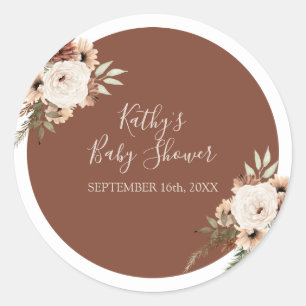 Boho-Bogen Terrakotta Blumen Danke-Aufkleber Runder Aufkleber