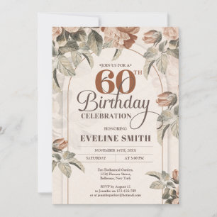 Boho-Bogen vintage erdige Farben Blumen Salbei Einladung