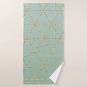 Boho-Boheme-Chic Gold- und Mint-Geometrie-Glamour Badhandtuch Set