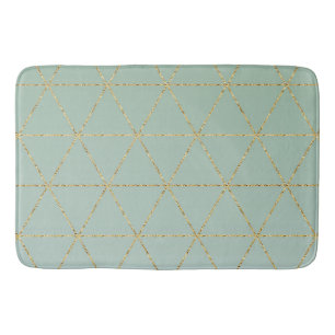Boho-Boheme-Schick Gold- und Mint-Geometrie-Glamou Badematte