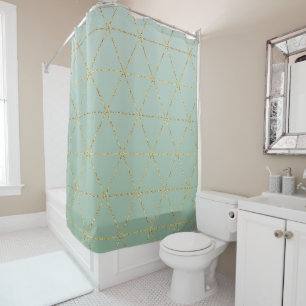 Boho-Boheme-Schick Gold- und Mint-Geometrie-Glamou Duschvorhang