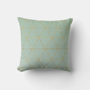 Boho Bohemian Chic Gold & Minze Geometrisch Glamou Kissen