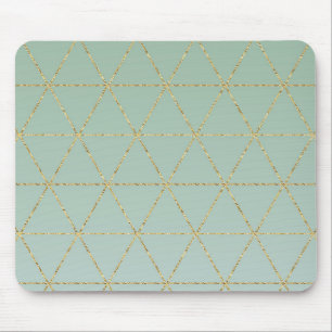 Boho Bohemian Chic Gold & Minze Geometrischer Glam Mousepad
