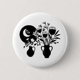 Boho bohemian floral sun moon button