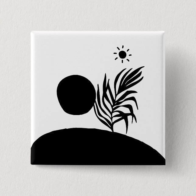 boho bohemian floral sun moon button (Vorderseite)