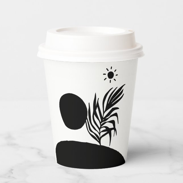 boho bohemian floral sun moon pappbecher (Vorderseite)