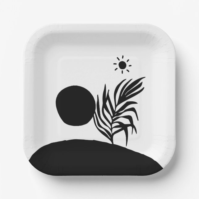 boho bohemian floral sun moon pappteller (Vorderseite)