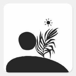 boho bohemian floral sun moon quadratischer aufkleber