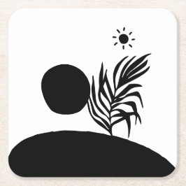 boho bohemian floral sun moon rechteckiger pappuntersetzer