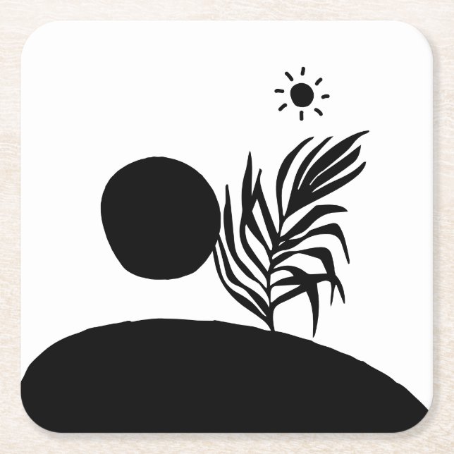 boho bohemian floral sun moon rechteckiger pappuntersetzer (Vorderseite)